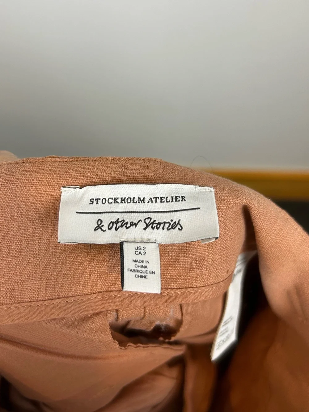 & Other Stories Stockholm Belted Silk Linen Blend Paperbag Shorts US 2